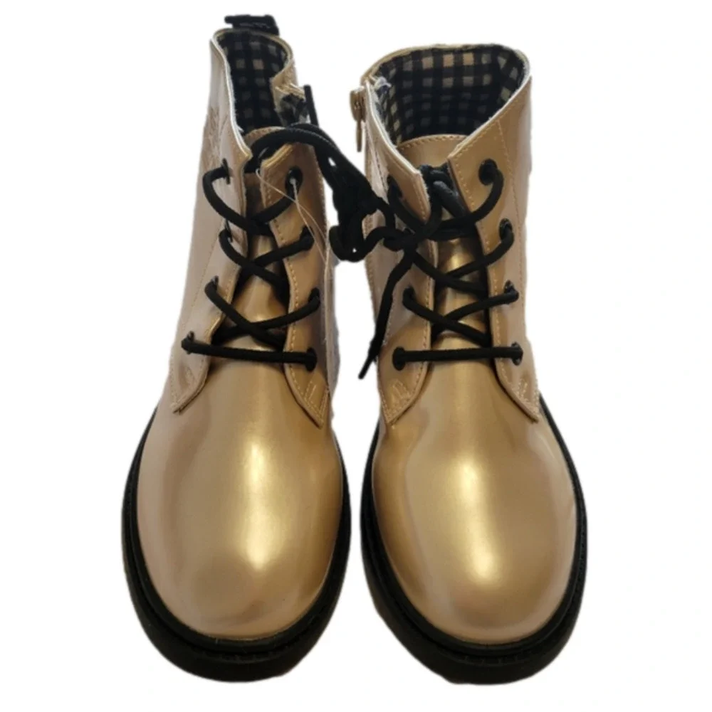 Ovekos Kids High Top Boots Metallic Gold boots size 33